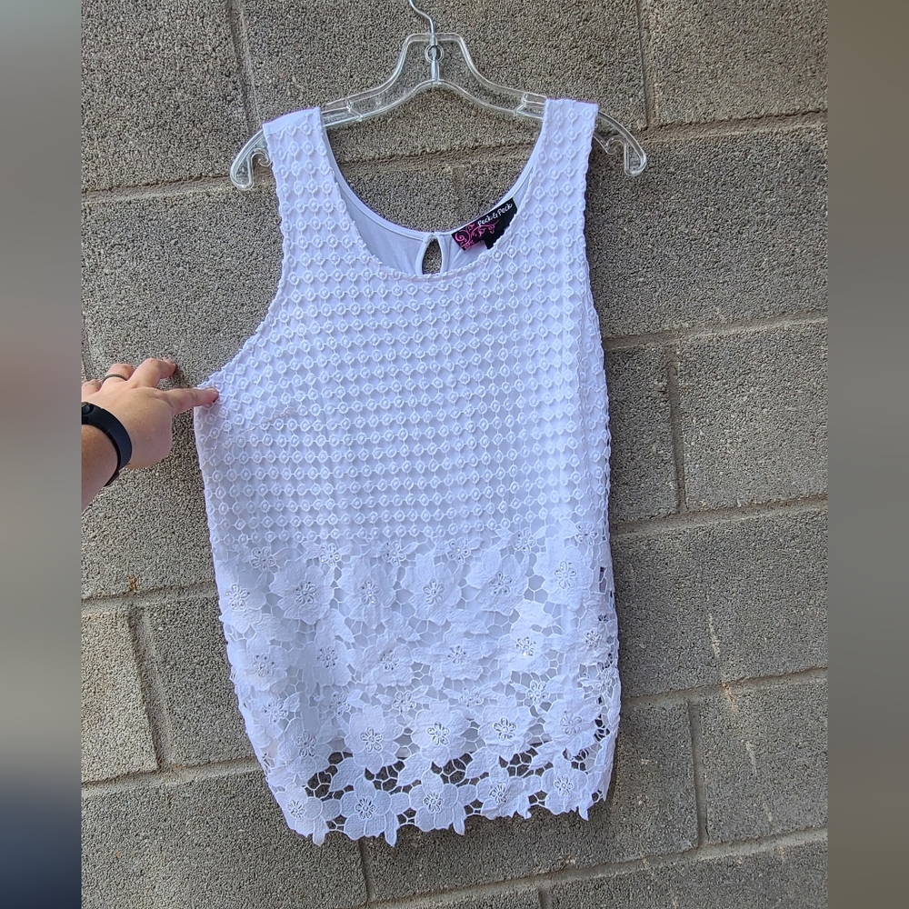 super cute white sparkly tank top